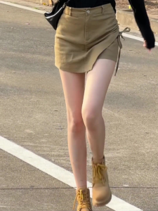 plus Size Trendy Design Drawstring Side Pocket Mini Skirt Short Pants for Women Spring Autumn Fashionable Hot Girl Style