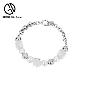 GUDUD | Adjustable Pearl & Titanium Steel Bracelet