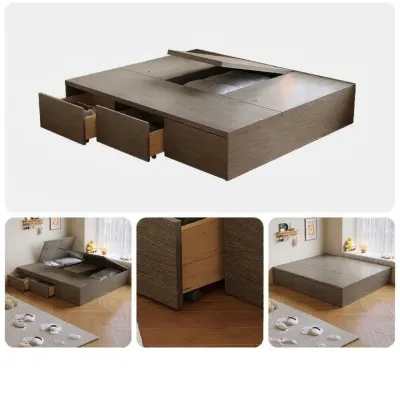 Solid Wood Futon Bed Drawer Storage No Headboard