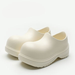 Mimili Personalized White Chef Shoes Womens Spring Summer Autumn Outdoor Anti-slip Heightening Headed Slippers Waterproof Fashion Rain Boots