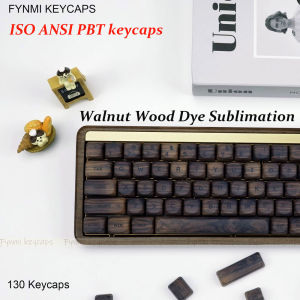 Fynmi ISO ANSI ชุดรูปแบบไม้วอลนัต MOA โปรไฟล์ PBT การระเหิด9.8Mm Keycaps 130คีย์สำหรับคีย์บอร์ดแบบกลไก