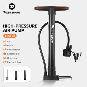 WEST BIKING Portable Mini Floor Bike Pump 120PSI High Pressure Inflator Schrader Presta Valve for Bicycle Motorcycle Sports Ball