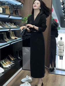 ทันสมัย สีทึบ คอวี ปีใหม่ เดรส 2024 ฤดูใบไม้ผลิ สินค้าใหม่ รุ่นบริสุทธิ์ สูง เอว ดีไซน์ สําหรับปีนักษัตร