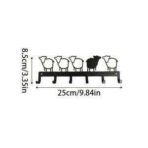 CIFbuy | CIFBUY Farmhouse Sheep Key Holder Wall Mount Heavy Duty Metal 6 Hooks Decorative Wall Hooks Cute Animal Silhouette Storage for K