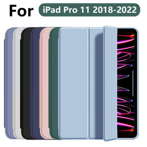 case for iPad Pro 11 2018 2020 2021 2022 three fold stand protective cover with soft TPU back shell auto wake-up/sleep