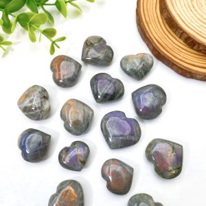 สุ่ม 1 PC/5 PCS คุณภาพสูง Labradolite MINI Heart ตกแต่งคริสตัลธรรมชาติดิบหิน ของขวัญวันเกิด ตกแต่งฉาก.