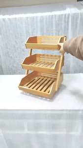 3-Layer Bread Fruit Basket Table Food Storage Display Rack Fruit Tray Wooden Rack Kitchen Living Room Table Organizer