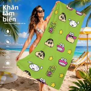 52TOYS | Shin-chan Shiro Chocobi Khăn Đi Biển C-Crayon Ngôi Sao Xanh In Hình Hoạt Hình Microfiber Nhanh Khô Không Cát Trẻ Em Bơi Tắm