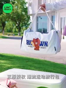 100% Authentic Line Friends Sports Bags Fitness Bag Shoulder Hand-held Dry and wet Separation Oxford Cloth Water-repellent CONY SALLY LFB369