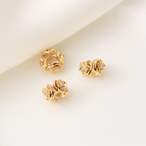 Handmade 14K Gold Plated High Quality Pearl Rose Flower Spacer Beads Silver Colored Jewelry Materials for Bracelet Necklace