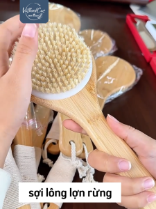 Cây Chà Lưng - Gỗ Tre - Lông Lợn Rừng Cao Cấp - Bàn Chải Khô Tắm Tẩy Tế Bào Chết