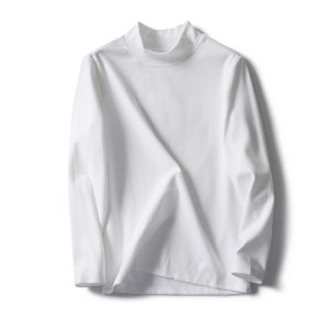 Mens Double-Sided Dralon Half Turtleneck Solid Color Bottoming Shirt Mens Autumn and Winter Thickening Slim Fit Warm Inner Mid-Collar Sweater Men