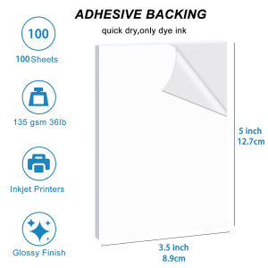 3R/4R/5R/A4 Printable Sticker Paper for Inkjet Printer Dries Quickly and Holds Ink Beautifully Paper Self-Adhesive Sheets