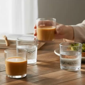 Bộ 12 Cốc Thủy Tinh Warm Home Trong Suốt 270ml Dáng Trụ – Ly Minimalist Cylinder Uống Nước Gia Đình & Quán Cà Phê