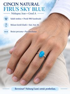 100% Natural Firus Skyblue Iran nesyabur silver handmade ring