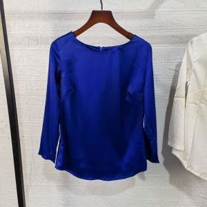 เสื้อเชิ้ตแขนยาวคอโปโลเงาสำหรับผู้หญิงในฤดูใบไม้ผลิและฤดูใบไม้ร่วง เสื้อเชิ้ตคอกลมแบบสวมหัวทรงพอดีตัว ด้านบนแบบสวมใส่สบาย