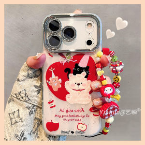 Cute Red Apple Birthday Party Phone Case Laser Light Protection Cover for iPhone 17ProMax 16Pro 15 Full Lens 13 14Plus 17Air