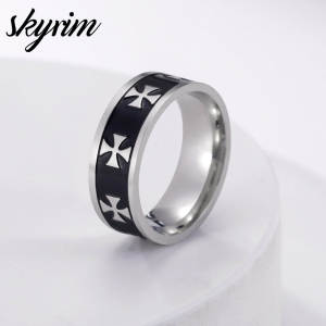 SKYRIM Mens and Womens Rings simple Cross pattern Couple Rings fashion jewelry