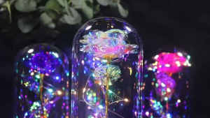 Valentines Day Eternal Rose LED Artificial RoseCrystal glass dome gift Perfect for Valentines Day gifts KM