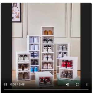 [ READY STOCK ] 3/6 LayerTransparent Foldable Shoe Storage Box Large Capacity Shoe Box Shoe Cabinet Stackable Shoe Rack