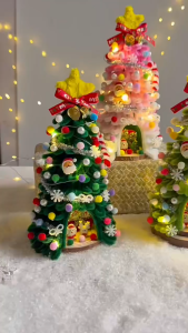 In Stock】Christmas Tree Lights Night Light Mini Christmas Tree DIY Table Desk Lamp Battery USB Home Bedroom Decor Gift Childrens Toys gifts kid Toys with a gift box