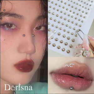 Dorisna 165Pcs/Sheet Lip Nail Small Steel Ball Sticker Sweet and Cool Makeup Sticker Silver Eyebrow Bone Nail Sticker