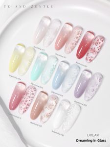 Kasi | Blush Gradient Grid Design Gel Nail Art High Saturation Concealing