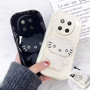 Phone Case for Honor X9C X9b X9a X9 5G Soft Casing with Cartoon Mirror Stand Lens Protection Shockproof Back Cover 2024