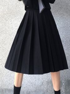 Phong Cách Nhật Bản Váy Akira Dài Xếp Ly Sạc Đồng Phục Màu Sắc Ban Đầu Cao Cấp Đầm Midi Khóa Kéo