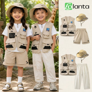 LOlanta Kids Pambata Jungle Safari Guide Outfit Cargo Vest Pants/Shorts Suit for Baby Boys Zookeeper Career Costume