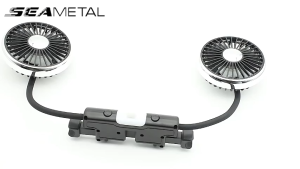 🇵🇭 SEAMETAL Double Head Car Fan with Light 360 Rotation Auto Headrest Ventilation Fan Seat Back Fan Type C Powered Summer Car Accessories