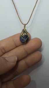 B29จี้ทองเหลืองดัดลายพลอยแซฟไฟร์แท้