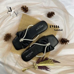 Sandal Wanita LYLIA Teplek Flat Korea Casual Slop Empuk Flat Cewek Kasual  Kekinian