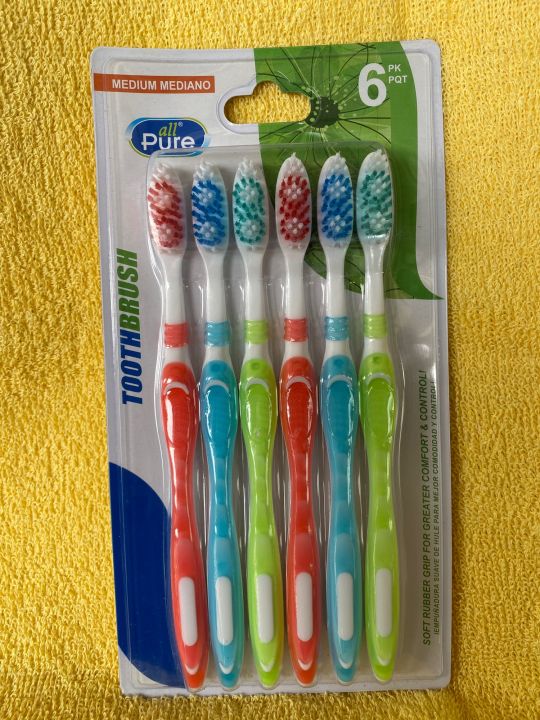 All Pure 6 Pack Toothbrush- Medium- Assorted Colors | Lazada PH