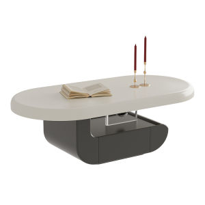 YINANWANG | Creamy Floating Oval Coffee Table