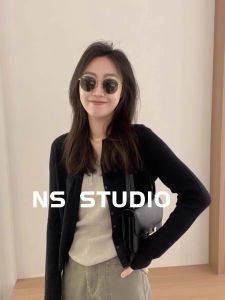 เสื้อคาร์ดิแกนถักแขนยาวสีดำ ทรงสลิมฟิต สำหรับผู้หญิง ช่วงฤดูร้อน ทรงบาง ใส่กับชุดเดรส ผ้าคลุมไหล่ ชุดคลุม ชุดเสื้อ