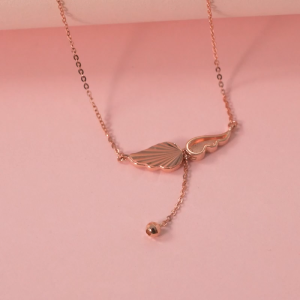 Chow Sang Sang 周生生 Minty Collection 18K Rose Gold Angel Wings Necklace 47cm 92773N