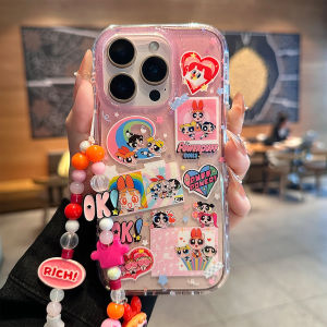 Apple 16Promax New iPhone 15Pro Protective Case with Bracelet Women Full Cover Anti-Fall Cute Flying Girl Cop Design Premium Feel