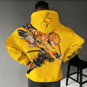 Demon Slayer Anime Autumn/winter Mens Hoodie 2025 New Agatsuma Zenitsu Printed Loose Casual Harajuku Parent-child Sweater Top