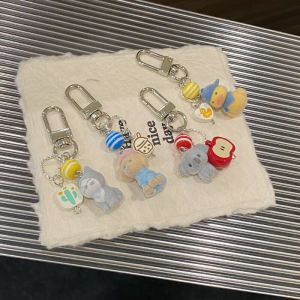 Cute Little Animal Keychain Korean INS Style Furry Yellow Duck Koala Apple Animal Girl Heart Bag Hanging Accessories