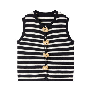 URLAZH | Summer Cute Cats Pattern Stripe Knitted Vest