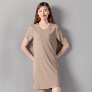 Loose Modal Short Sleeve T-Shirt Dress White Base Skirt Comfortable Casual Style Spring Summer Fashion plus Size Sleepwear