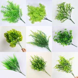 Artificial Green Plastic Flowers for Wedding Decoration Fake Flowers Bouquet Handmade Simulation Plant Tea Olive Grass