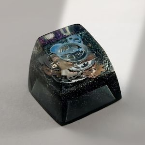 SA R1 Profile Black Gold Time Resin Keycaps Personalized Handmade Single for MX Mechanical Keyboard
