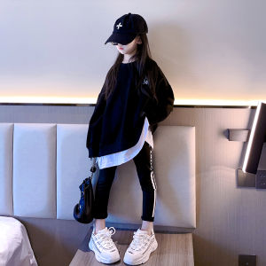 Girls Loose Fashionable Sweatshirt Spring Autumn Wear for Medium And Large Children Cotton Material Korean Style Top
