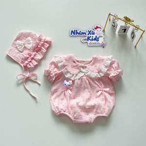 (3-12kg) Body Hoa Nhí Xô Kitty Hồng NHÍM XÙ KIDS Cho Bé Gái Sơ Sinh Đầy Tháng Thôi Nôi Sinh Nhật B148