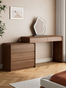 HAOXUANGE | Extendable Walnut Corner Dressing Table Storage Cabinet