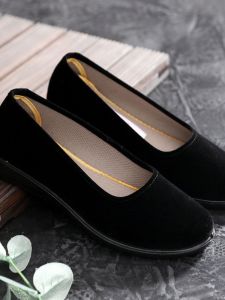 Giày Vải Bắc Kinh Cổ Điển Giày Làm Việc Giày Đơn Mũi Vuông Đế Mềm Chống Trượt Giày Khiêu Vũ Cho Nữ Giày Vải Truyền Thống