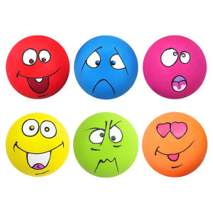 Yaababy 6Pcs Smile Face Squeaky Dog Toys Soft Latex Dog Squeaky Toys Bouncy Cute Face Pet Dog Toys for Puppy Small Pet Dogs