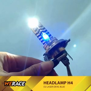 WERACE Headlamp LDE H4 D2 Laser 2 Warna Senja Biru Dual Color Hi Low White Yellow Devil Blue
